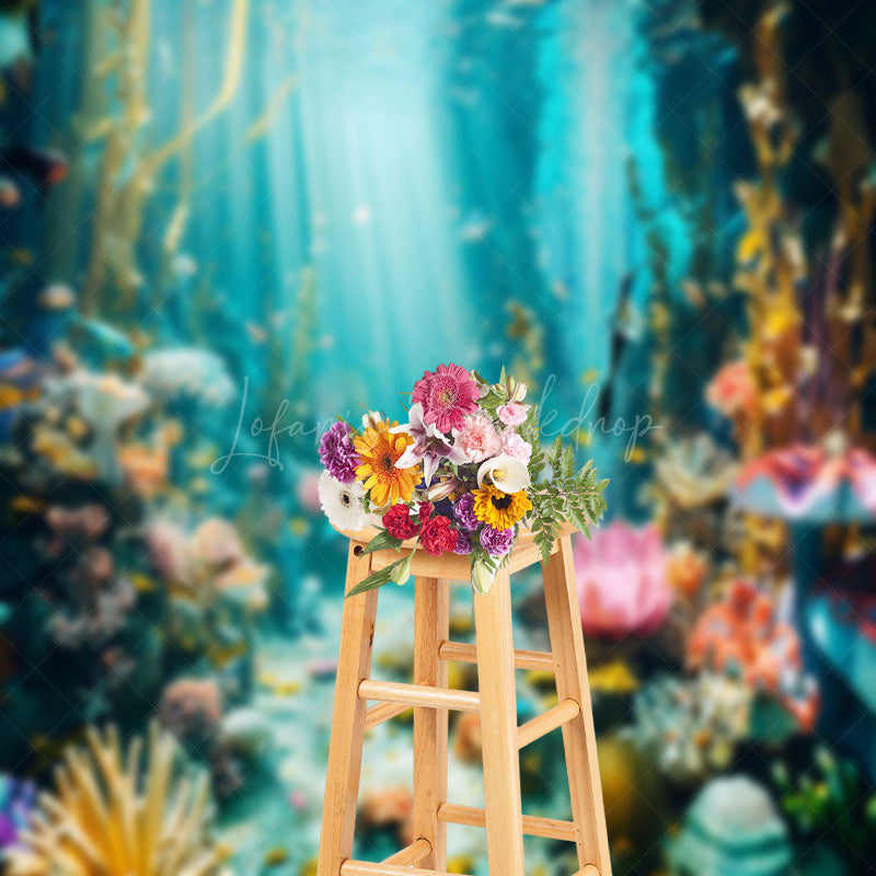 Lofaris Colorful Coral Seaweed Undersea Animals Backdrop