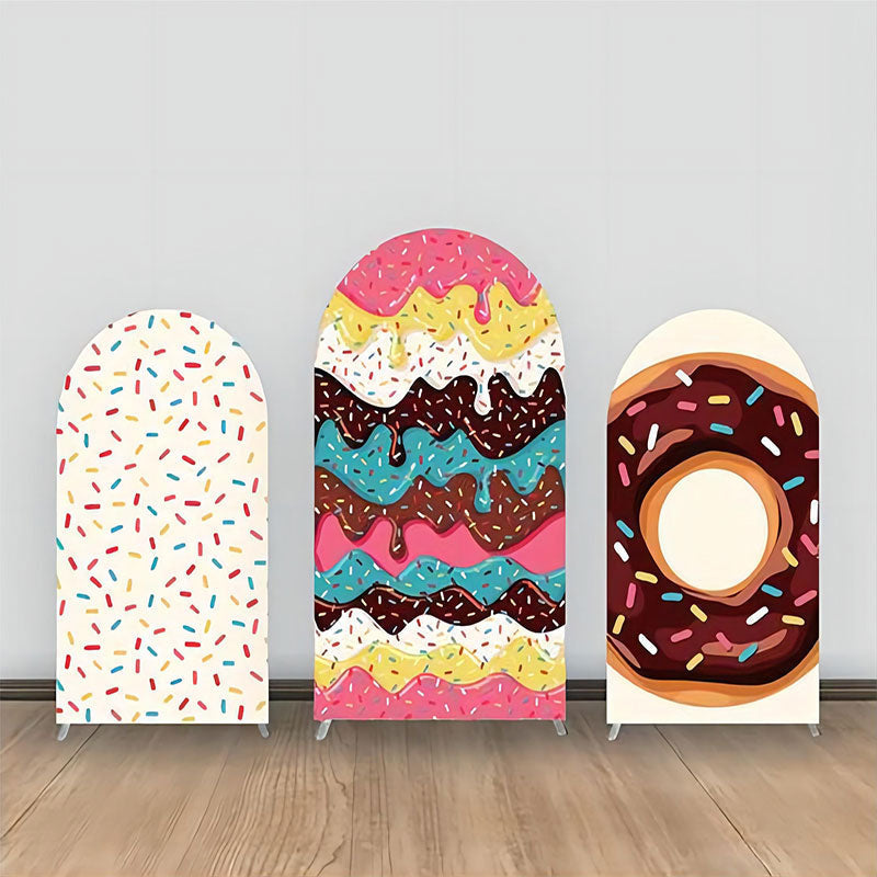 Lofaris Colorful Cream Sweet Candy Donut Arch Backdrop Kit