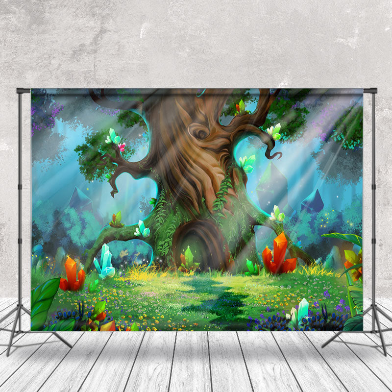 Lofaris Colorful Crystal Wonderland Forest Spring Backdrop