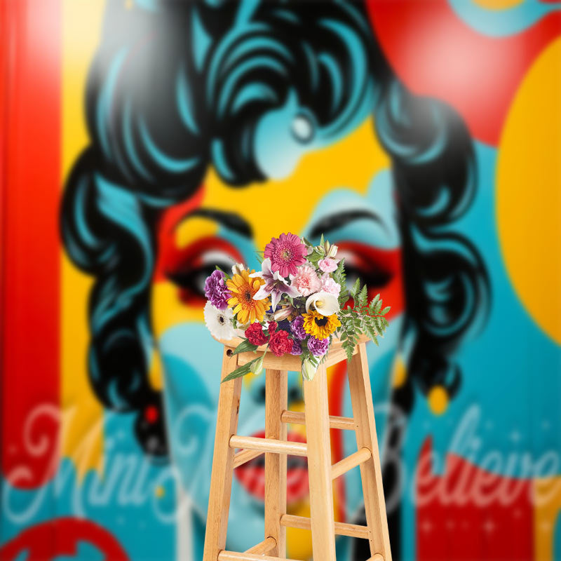 Lofaris Colorful Curly Hair Woman Portrait Fine Art Backdrop