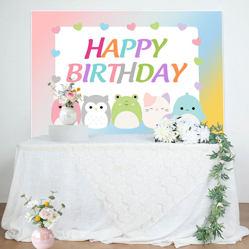Lofaris Colorful Cute Animal Egg Boy Happy Birthday Backdrop