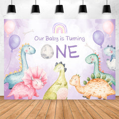 Lofaris Colorful Dinosaur Balloon 1st Birthday Backdrop