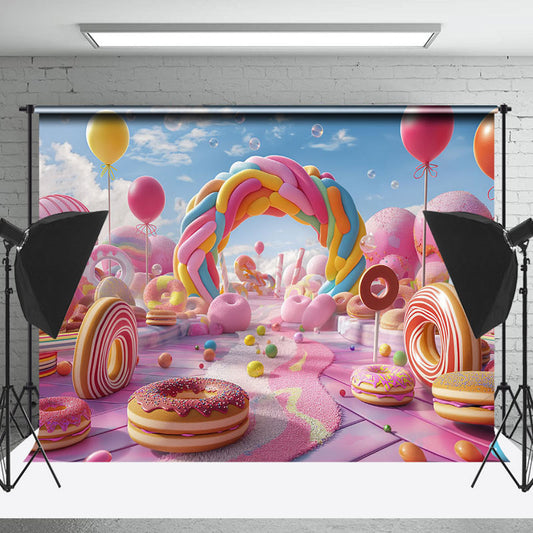 Lofaris Colorful Donut Dessert Candyland Cake Smash Backdrop