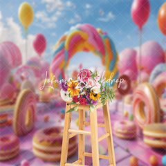 Lofaris Colorful Donut Dessert Candyland Cake Smash Backdrop