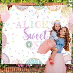 Lofaris Colorful Donuts Candy Custom Sweet One Birthday Backdrop