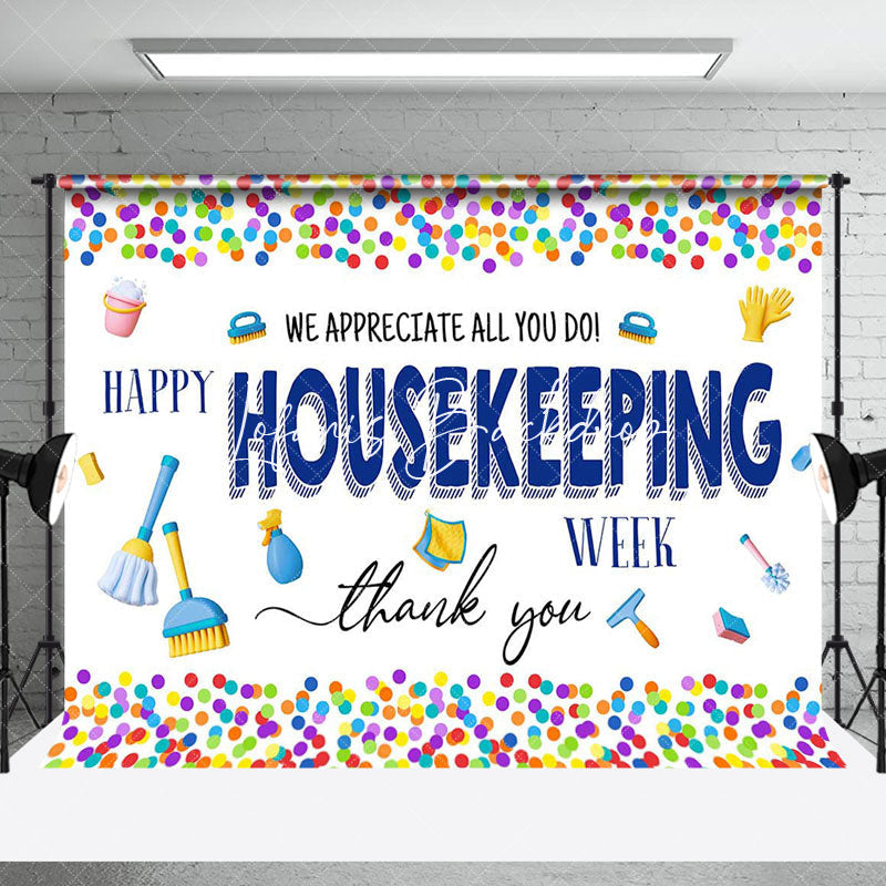 Lofaris Colorful Dot Housekeeping Week Appreciation Backdrop