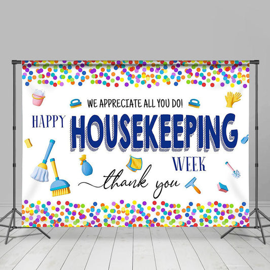Lofaris Colorful Dot Housekeeping Week Appreciation Backdrop