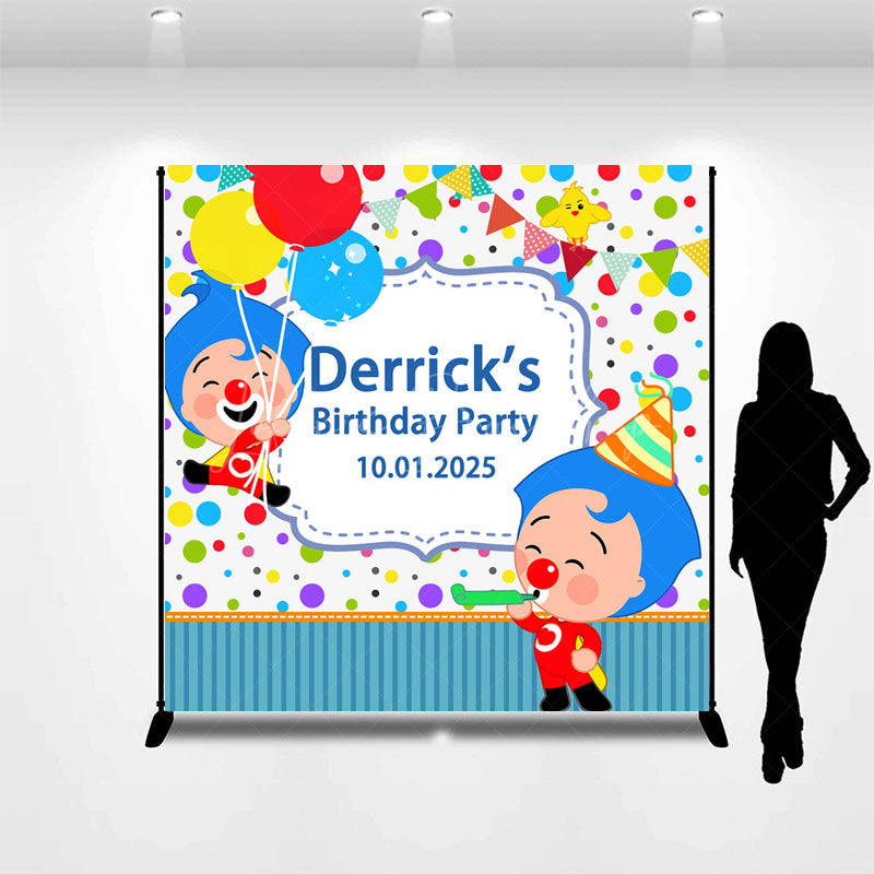 Lofaris Colorful Dots Clown Stripe Custom Birthday Backdrop