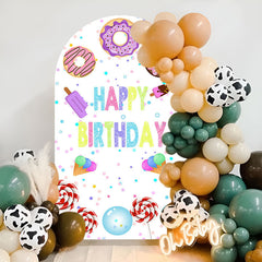Lofaris Colorful Dounts Ice Cream Birthday Arch Backdrop