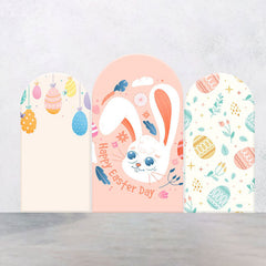 Lofaris Colorful Eggs Bunny Pink Easter Arch Backdrop Kit