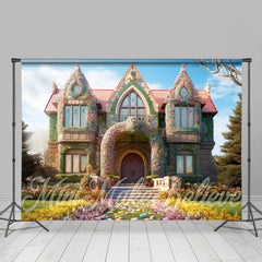 Lofaris Colorful Eggs Courtyard Fairy House Easter Backdrop