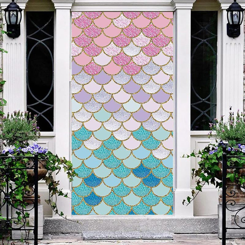 Lofaris Colorful Fish Scales Simple Baby Shower Door Cover
