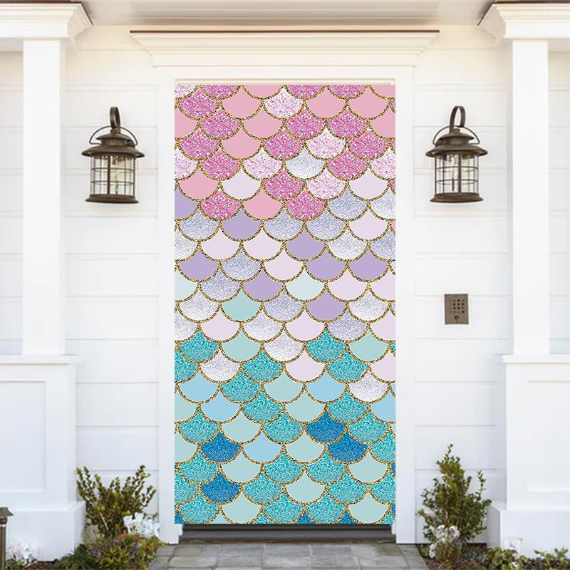 Lofaris Colorful Fish Scales Simple Baby Shower Door Cover