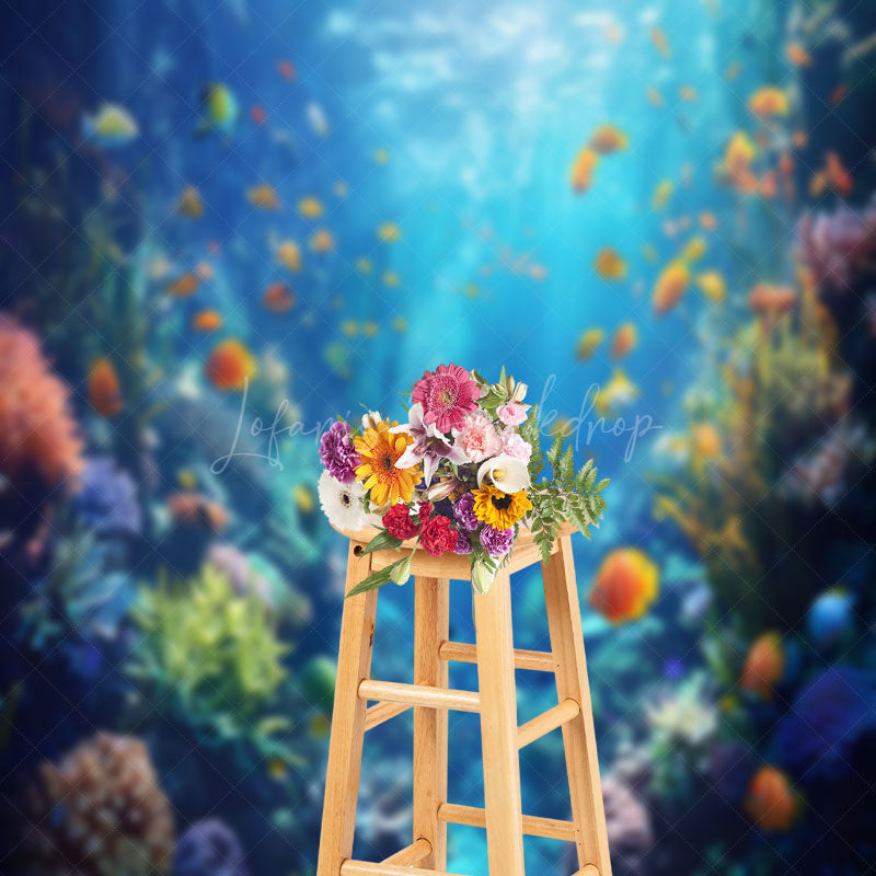 Lofaris Colorful Fish Seaweed Coral Blue Underwater Backdrop