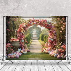 Lofaris Colorful Floral Arch Door Eggs Road Easter Backdrop
