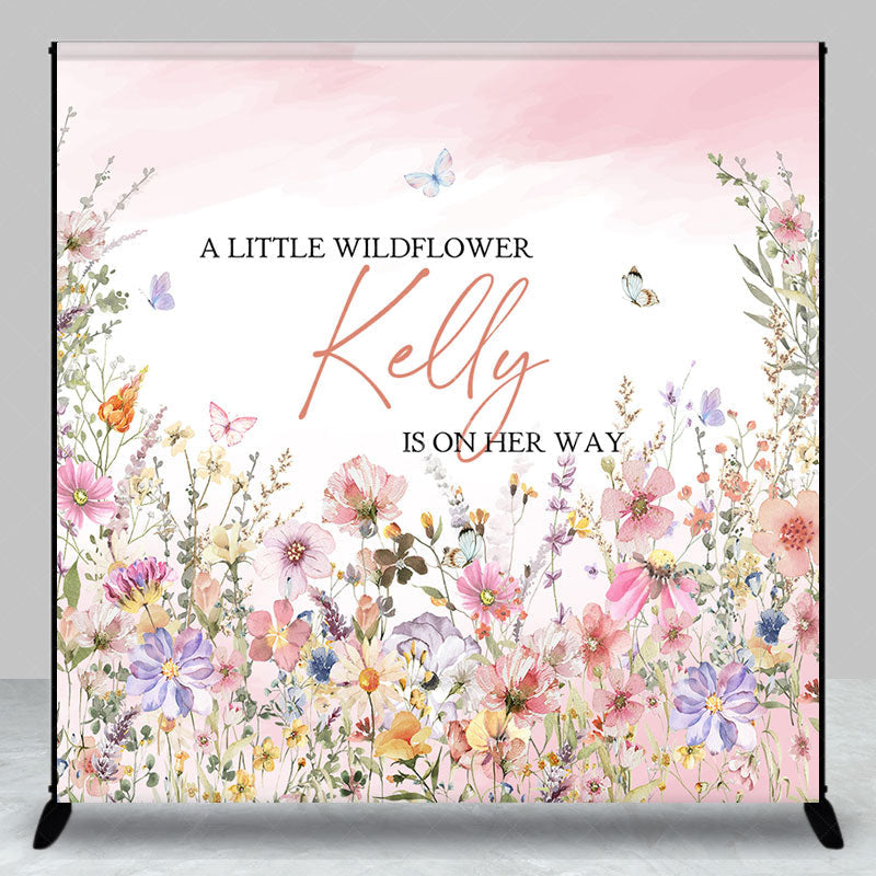 Lofaris Colorful Floral Butterfly Custom Baby Shower Backdrop