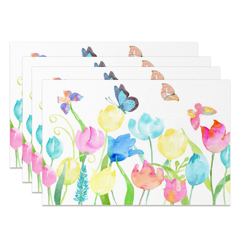 Lofaris Colorful Floral Butterfly Leaves Set Of 4 Placemats
