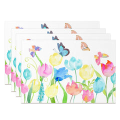 Lofaris Colorful Floral Butterfly Leaves Set Of 4 Placemats