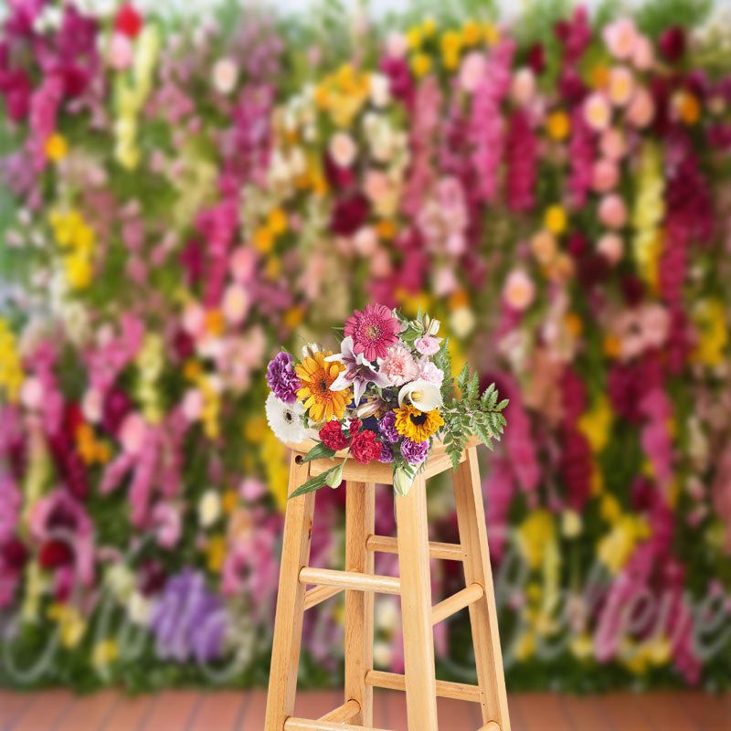 Lofaris Colorful Floral Green Leaves Spring Photo Backdrop