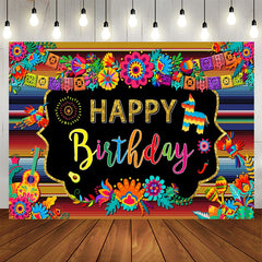 Lofaris Colorful Floral Mexican Fiesta Birthday Backdrop