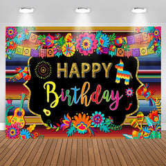 Lofaris Colorful Floral Mexican Fiesta Birthday Backdrop