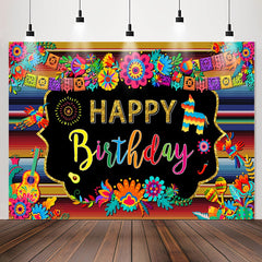 Lofaris Colorful Floral Mexican Fiesta Birthday Backdrop