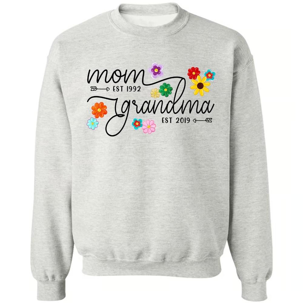 Lofaris Colorful Floral Mom Grandma Custom Name Sweatshirt