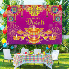 Lofaris Colorful Floral Pattern Light Purple Diwali Backdrop