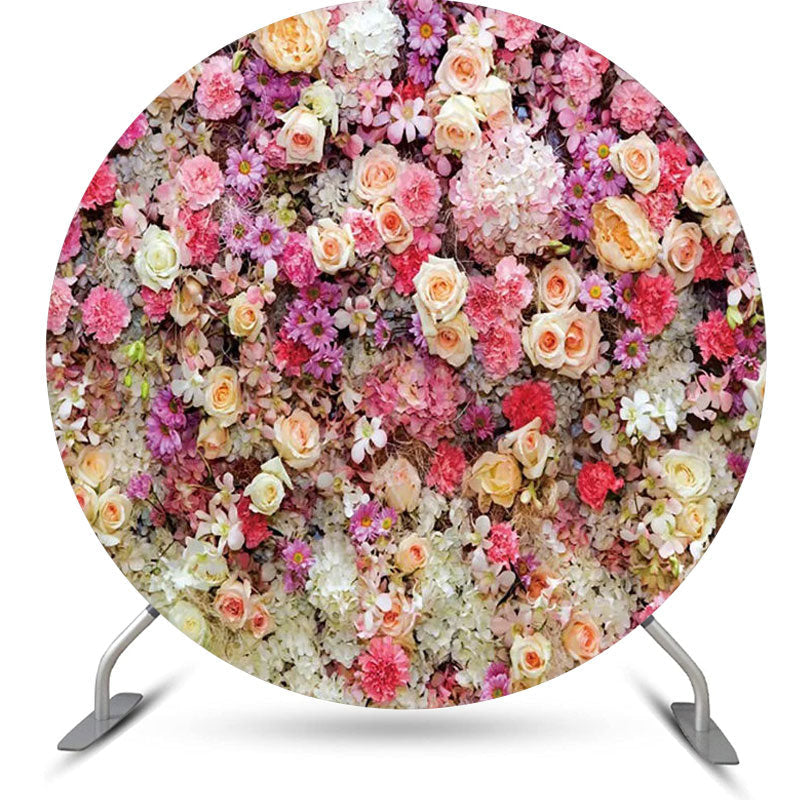 Lofaris Colorful Floral Romantic Wall Round Wedding Backdrop