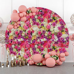 Lofaris Colorful Floral Wall Romantic Round Wedding Backdrop