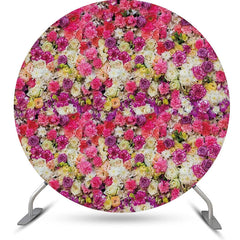 Lofaris Colorful Floral Wall Romantic Round Wedding Backdrop