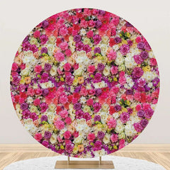 Lofaris Colorful Floral Wall Romantic Round Wedding Backdrop