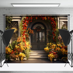 Lofaris Colorful Flower Door Sunshine Spring Photo Backdrop