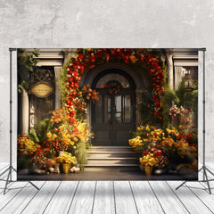 Lofaris Colorful Flower Door Sunshine Spring Photo Backdrop