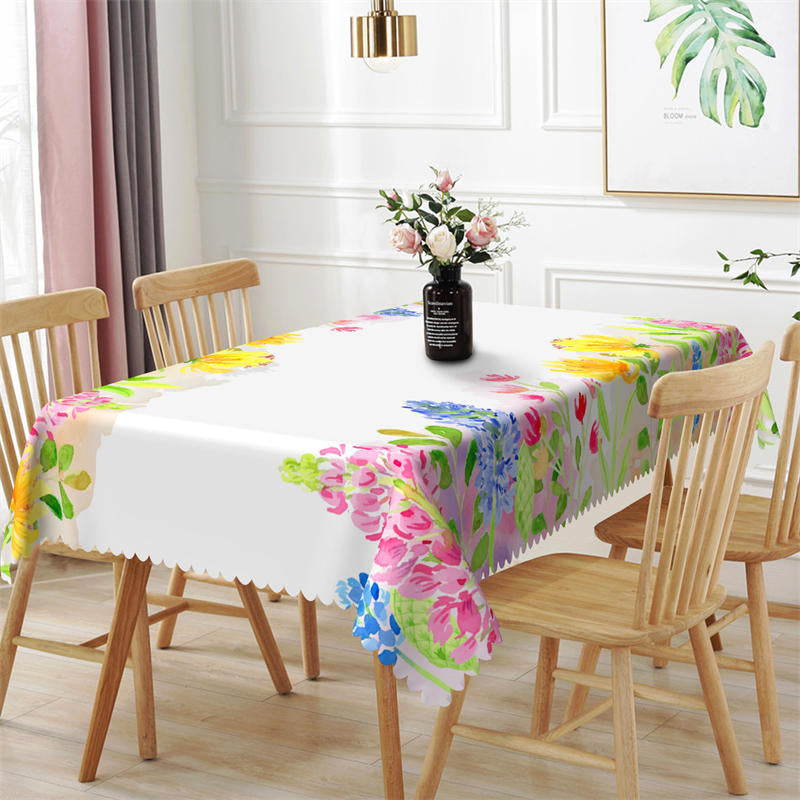 Lofaris Colorful Flower Picnic Pattern Rectangle Tablecloth