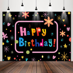 Lofaris Colorful Flower Star Pattern Happy Birthday Backdrop