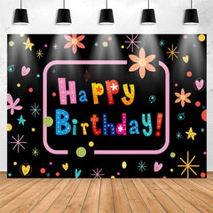 Lofaris Colorful Flower Star Pattern Happy Birthday Backdrop