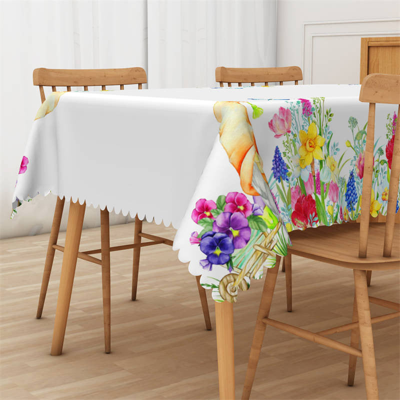 Lofaris Colorful Flowers Butterfly Boho Spring Tablecloth