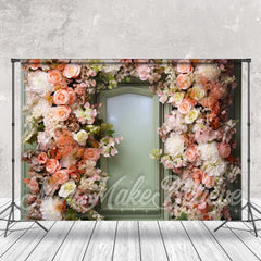 Lofaris Colorful Flowers Light Green Door Floral Backdrop