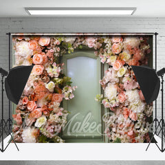 Lofaris Colorful Flowers Light Green Door Floral Backdrop