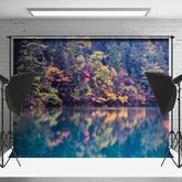 Lofaris Colorful Forest Reflected In The Water Fall Backdrop