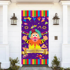 Lofaris Colorful Funny Clown Happy Purim Day Door Cover