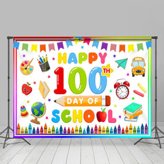 Lofaris Colorful Happy 100th Day Of School Party Backdrop