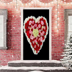 Lofaris Colorful Heart Shaped Rose Valentines Day Door Cover