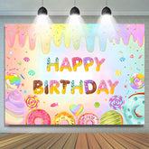 Lofaris Colorful Ice Cream Donut Candyland Birthday Backdrop