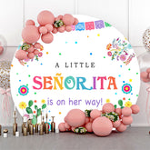 Lofaris Colorful Little Senorita Round Baby Shower Backdrop