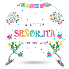 Lofaris Colorful Little Senorita Round Baby Shower Backdrop