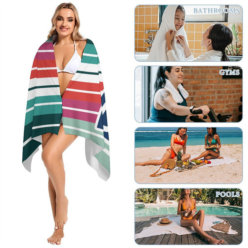 Lofaris Colorful Mexican Stripe Initials Custom Beach Towel