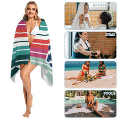 Lofaris Colorful Mexican Stripe Initials Custom Beach Towel