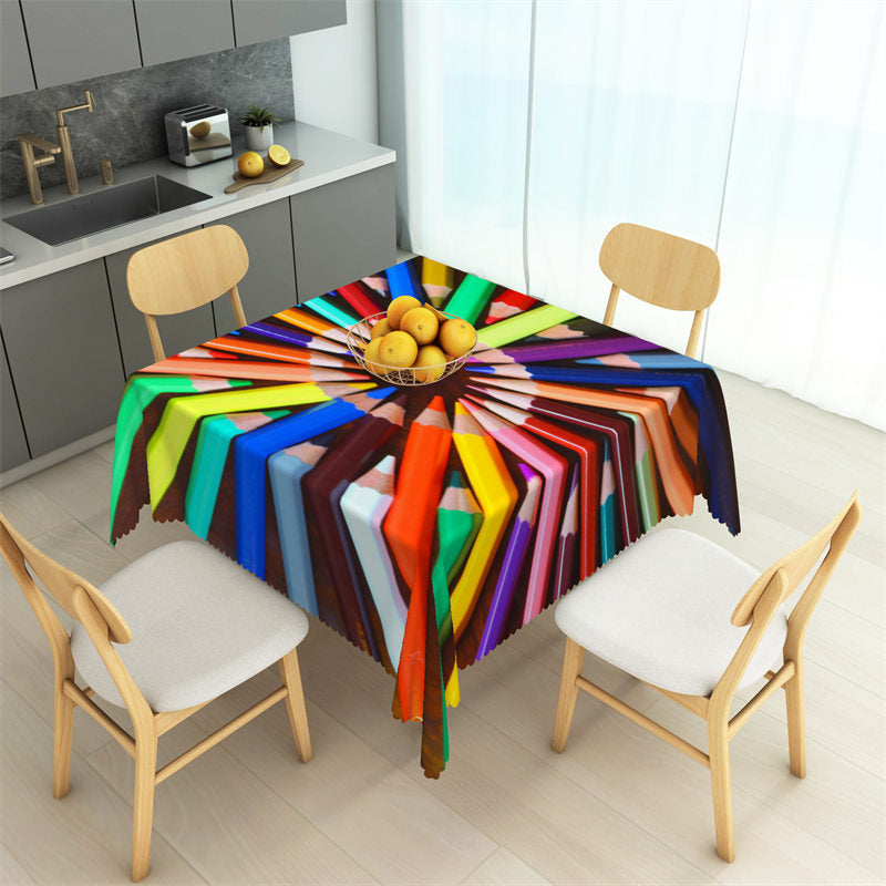Lofaris Colorful Painting Pencil Repeat Square Tablecloth